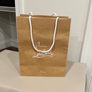 Christian Louboutin Tan Shopping Bag with White Handles